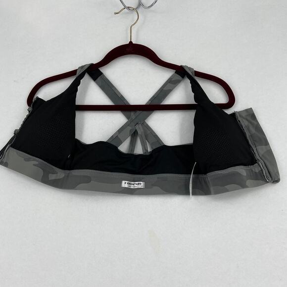 COOrun Sports Bra Size XS Strappy Racerback Zip Front Army Green Camouflage - Picture 4 of 8